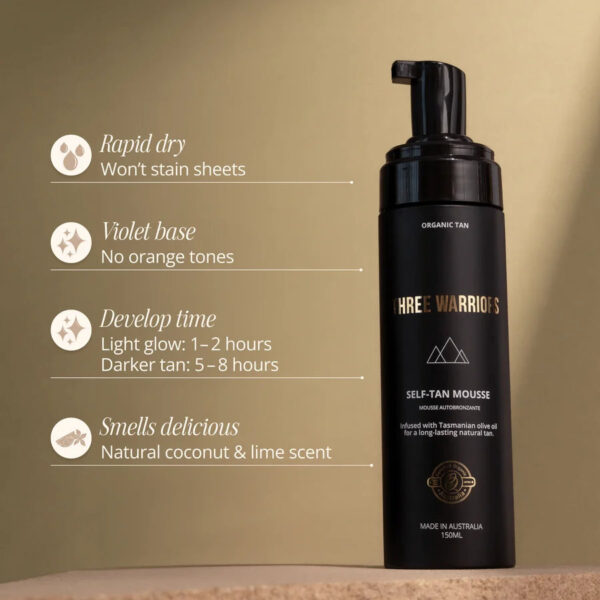Three Warriors Self Tan Mousse Přírodní samoopalovací pěna 092026 2