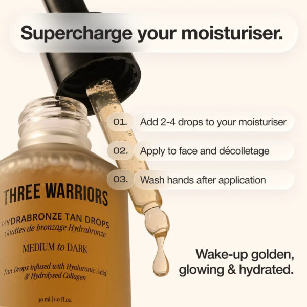 Three Warriors Hydrabronze Tanning Drops Kapky pro přirozené opálení a hydrataci pleti 092026