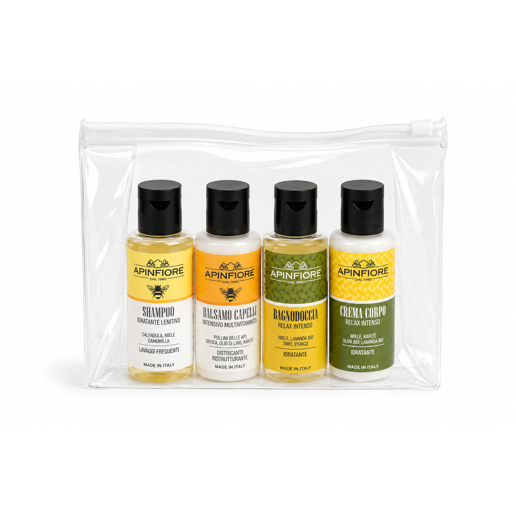 Kit da Viaggio Apinfiore 4 essenziali in pochette da viaggio Cestovní sada Apinfiore 4 nezbytné produkty v cestovní kosmetické taštičce_